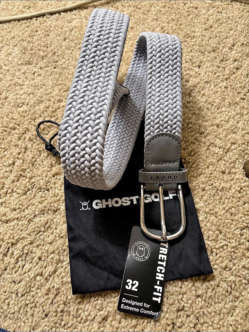 Ghost Golf Dustin Braided Golf Belt Gray Waist 32